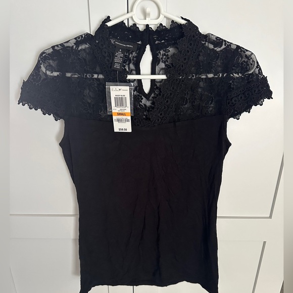 INC international concepts, black lacy top NWT size small - Picture 1 of 3